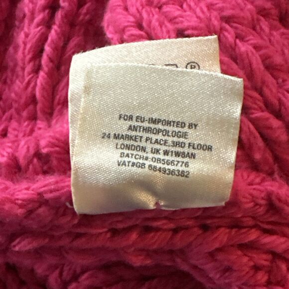 Anthropologie Moth Medium Pink Cardigan Open Front Chunky Knit Girly Bright - Picture 9 of 10